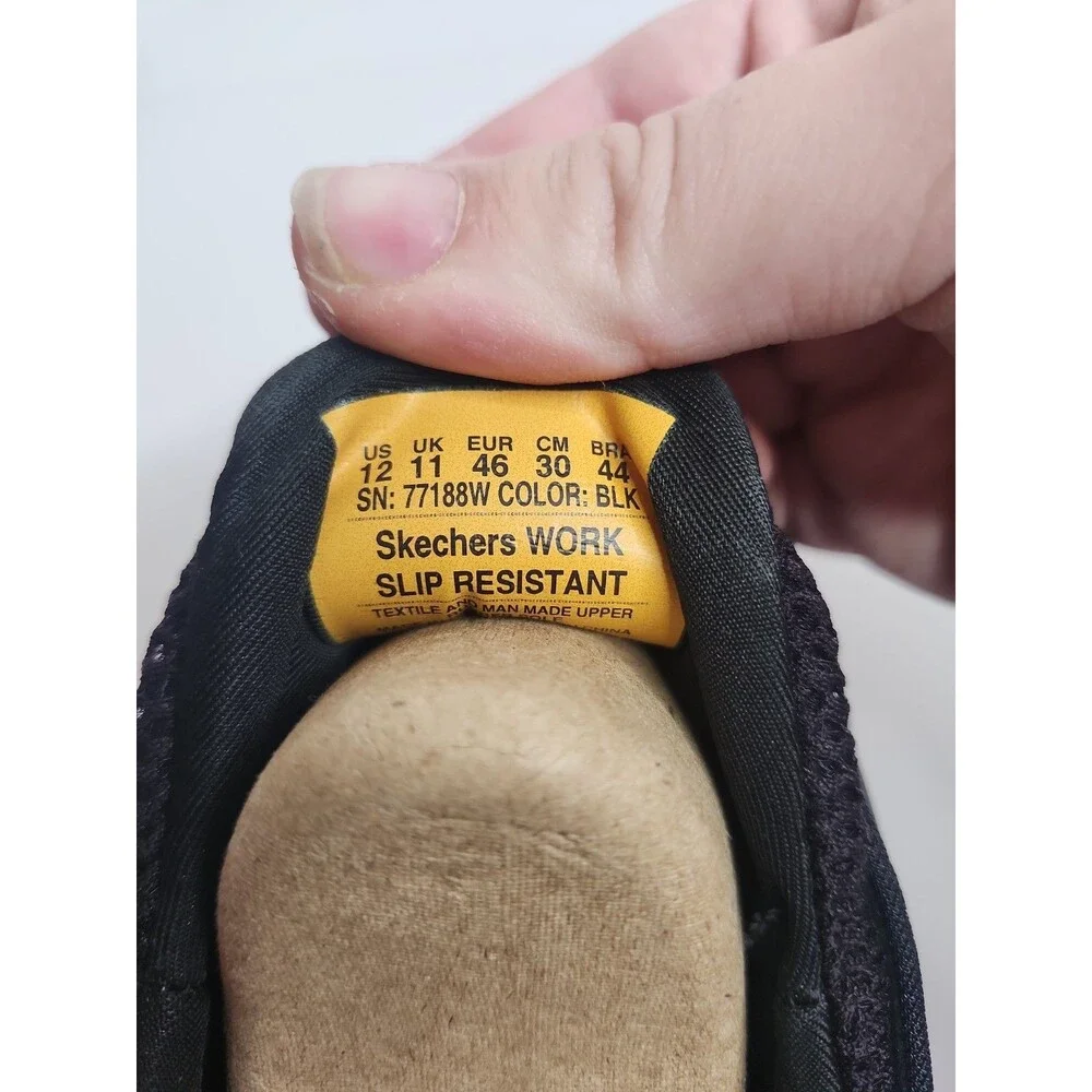 Skechers Work Cessnock 77188W Black Mens 12 Wide Black Slip Resistant Shoes NWT